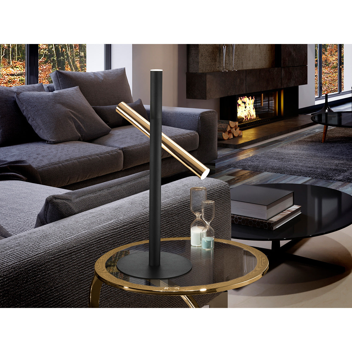 LAMPĂ DE MASĂ VARAS, AURIE/NEGRU 2L.