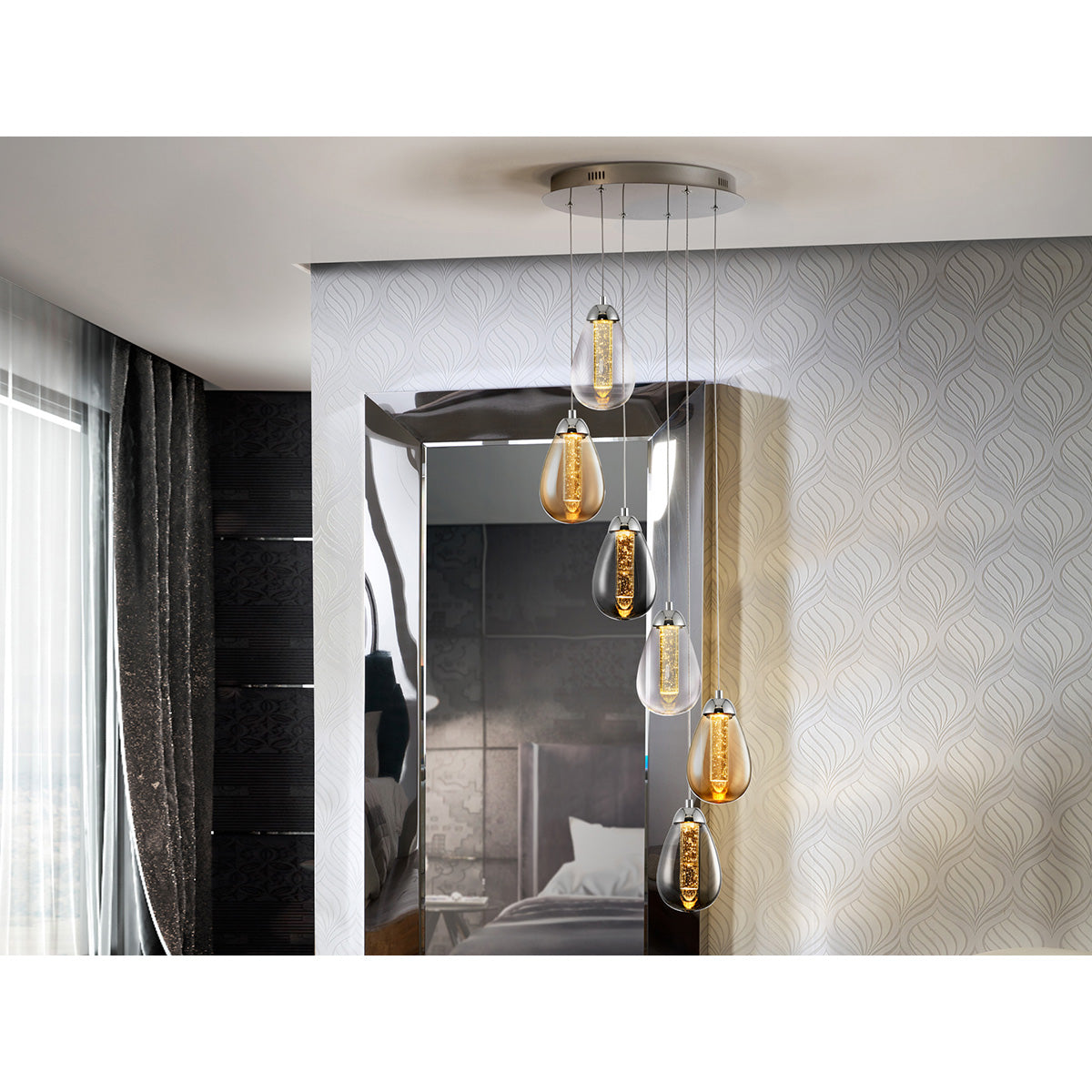 Lampă Taccia 6L, crom/colorat