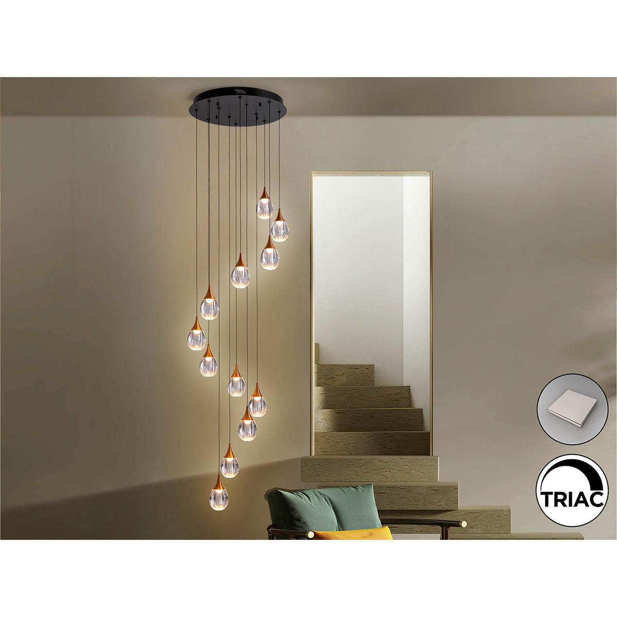 CORINA - LAMPĂ 12L NEGRU-CUPRĂ