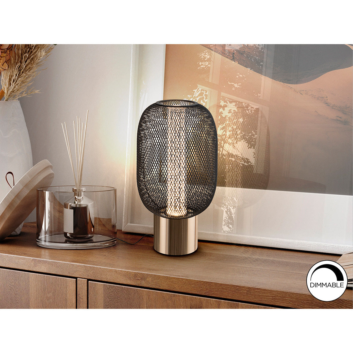 LAMPĂ DE MASĂ MICRON, 1L., AURIE/NEGRU