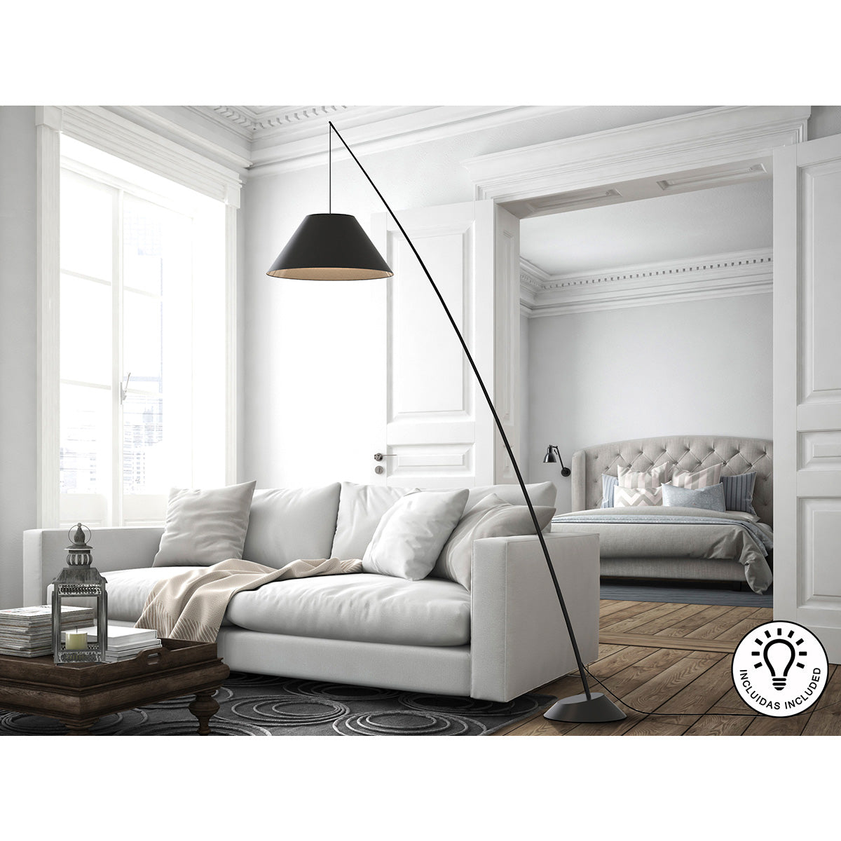 Lampă de podea JUNCO, neagră