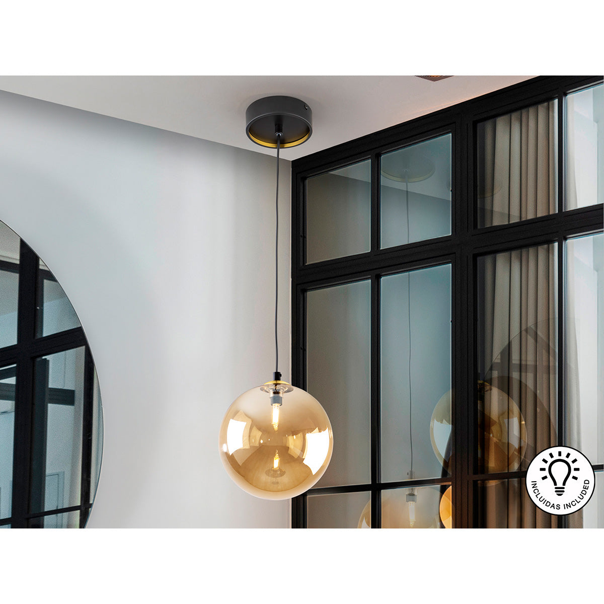 LAMPĂ ÎNTUNECATĂ 1L 20D, NEGRU-ALAMĂ