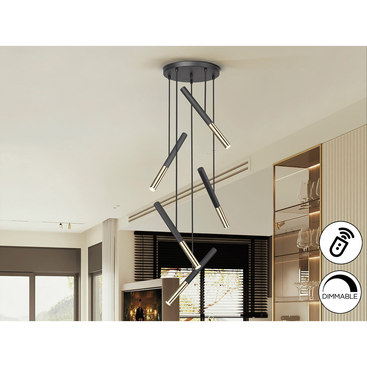 LAMPĂ EDNA 5L NEGRU-AURIU CU LUMINĂ INTENSABILĂ