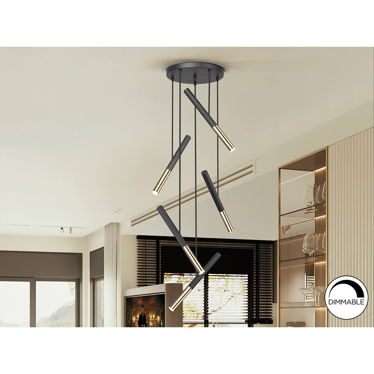 Lampă EDNA 5L Negru-Auriu