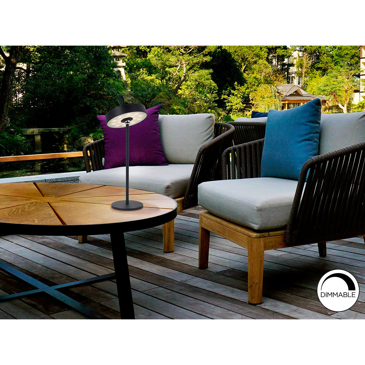 Lampă de masă GONG cu LED, neagră