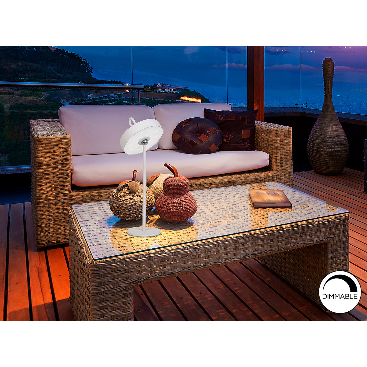 Lampă de masă GONG cu LED, albă