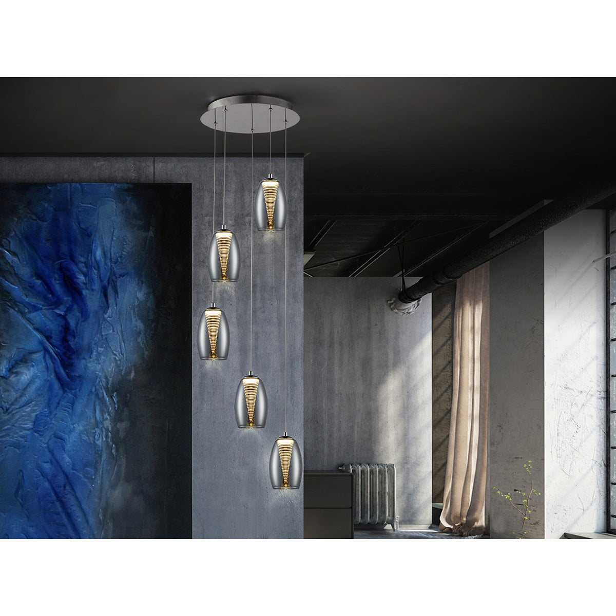 Lampă Nebula 5L. LED, Crom