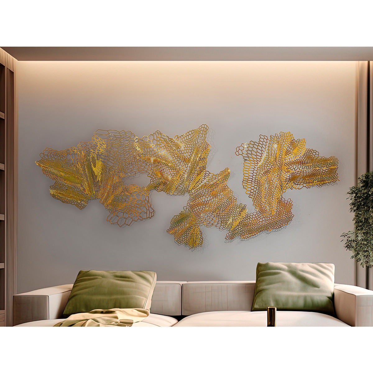 DRAKO - SCULPTURĂ DE PERETE - OȚEL AURIT