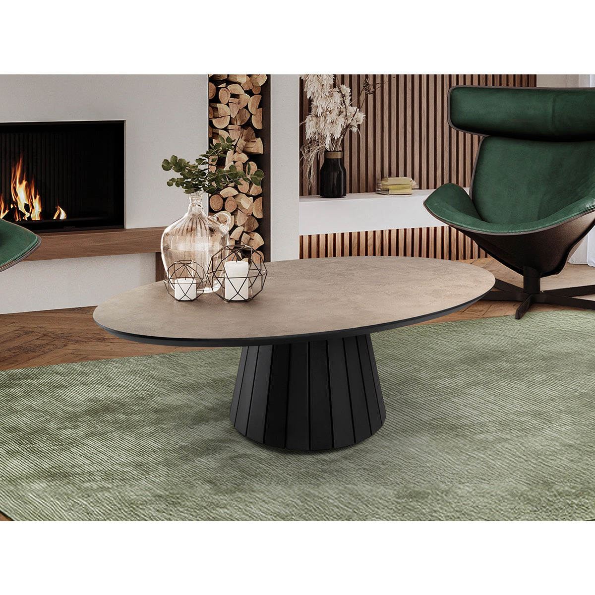 KORIA - MĂSUȚĂ DE CAFEA - PIATRĂ/NEGRU