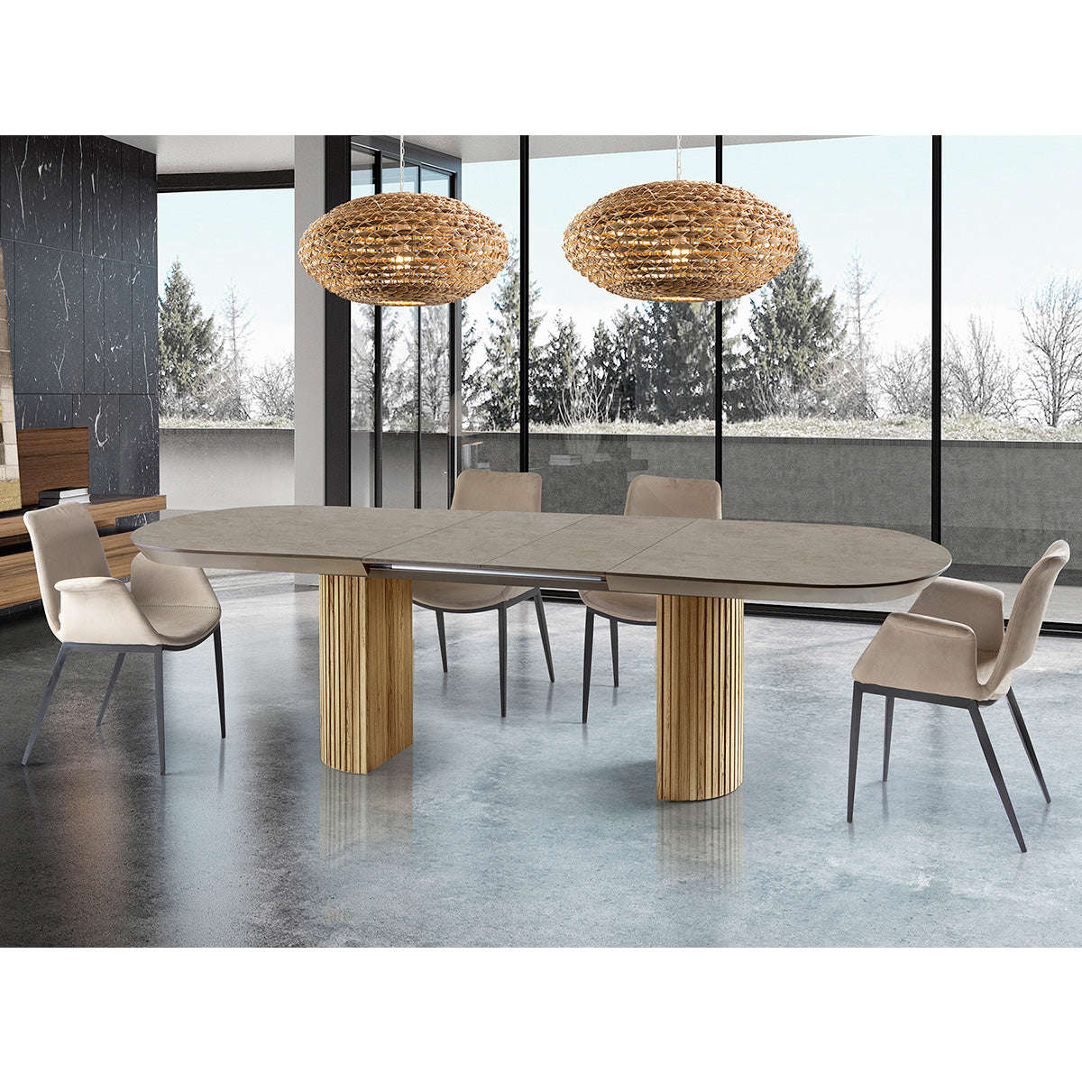 IRATI - MASĂ DE SUFRAGERIE - PIATRĂ/LEMN