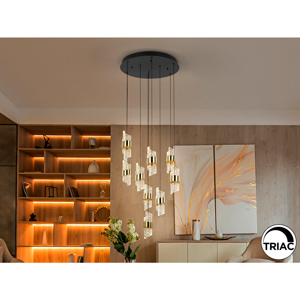 ILIADA - LAMPĂ 9L NEGRU-AURIU D50