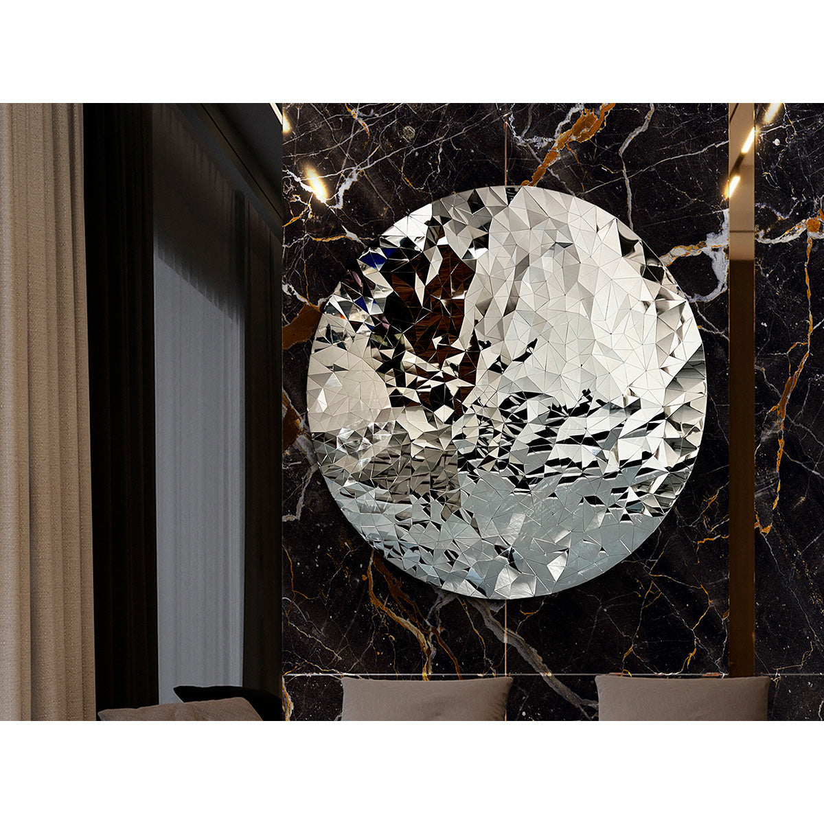 BASORELIEF DIN OȚEL POLIEDRIC CROMAT