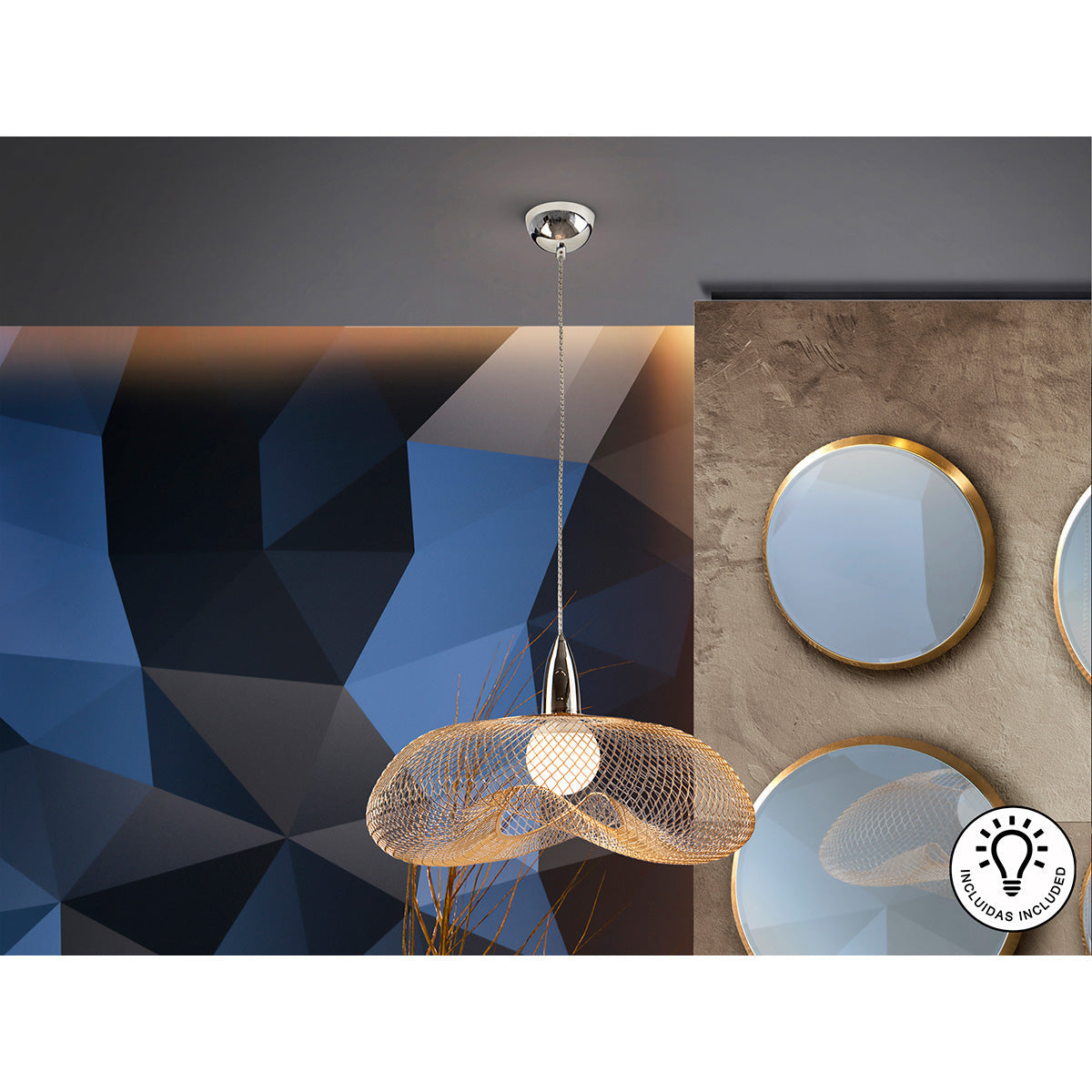 LAMPĂ FORMA 1L., CROM/AURIT