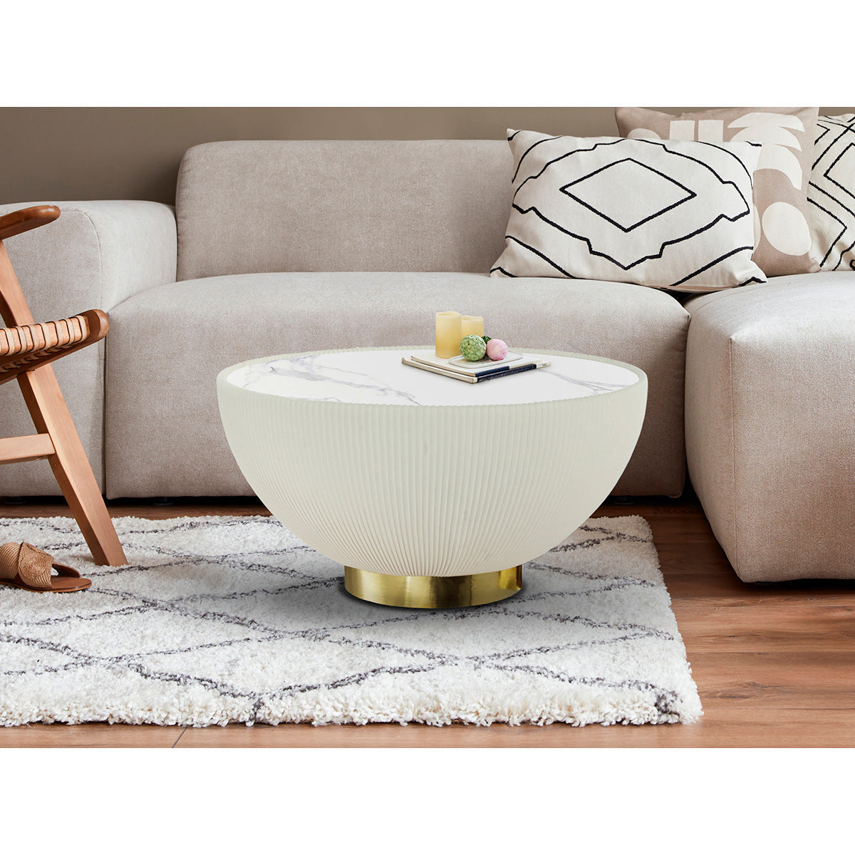 CANDY - MĂSUȚĂ DE CAFEA ALB-ALAMĂ