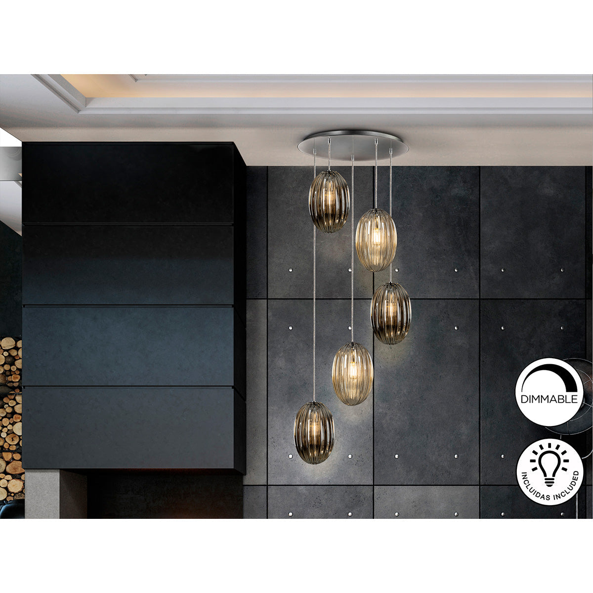 Lampă Ovila 5L., fum/ brandy