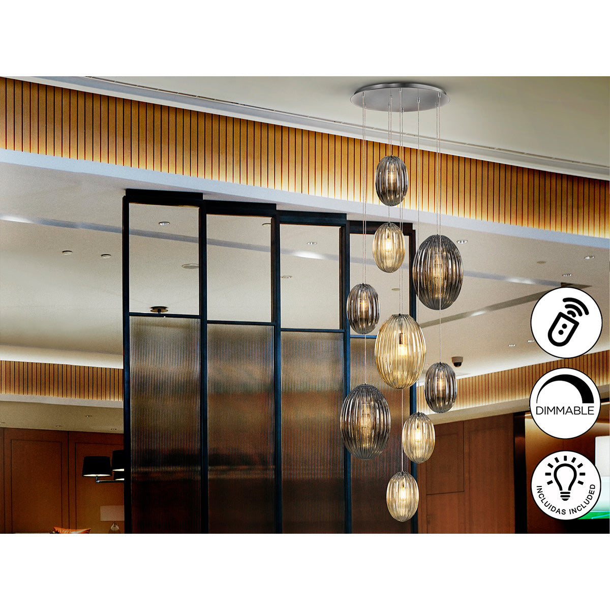 LAMPĂ OVILA 9L. FUM, COGNAC DIMM.