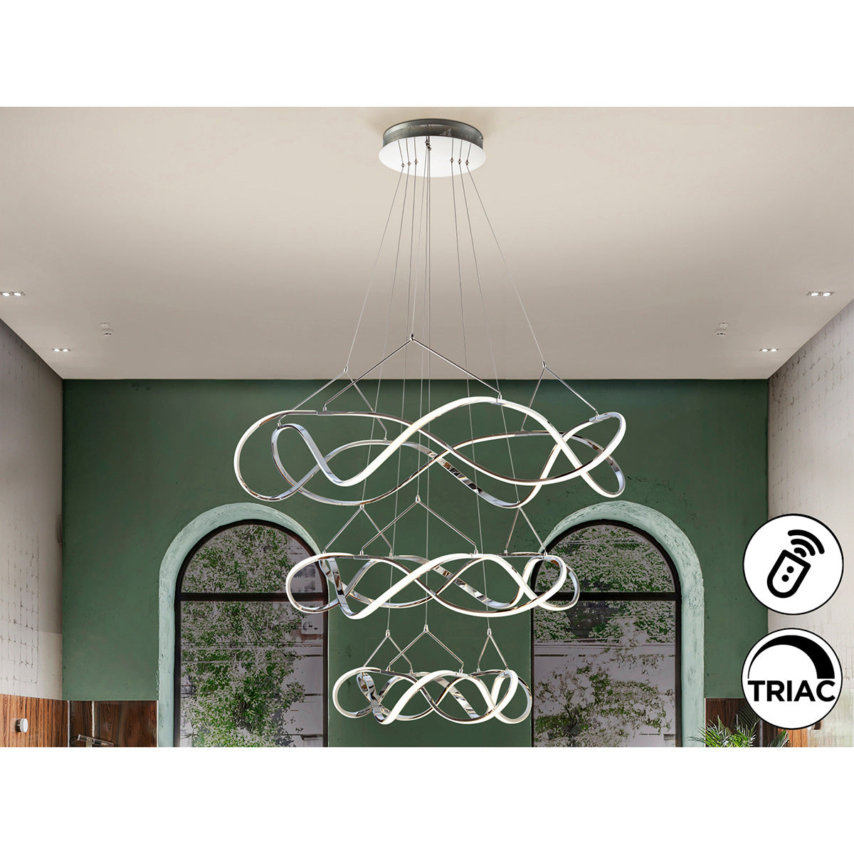 Lampă LED Molly 110 cm, cromată, cu intensitate reglabilă