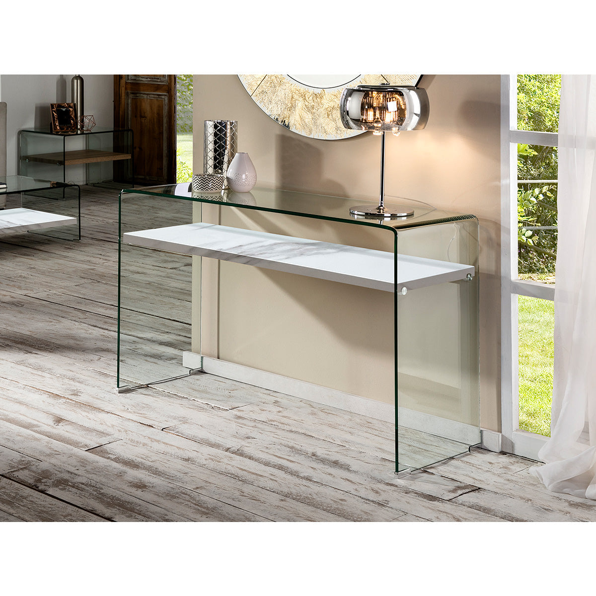 MĂSUȚĂ CONSOLĂ SONOMA STICLĂ/ALB