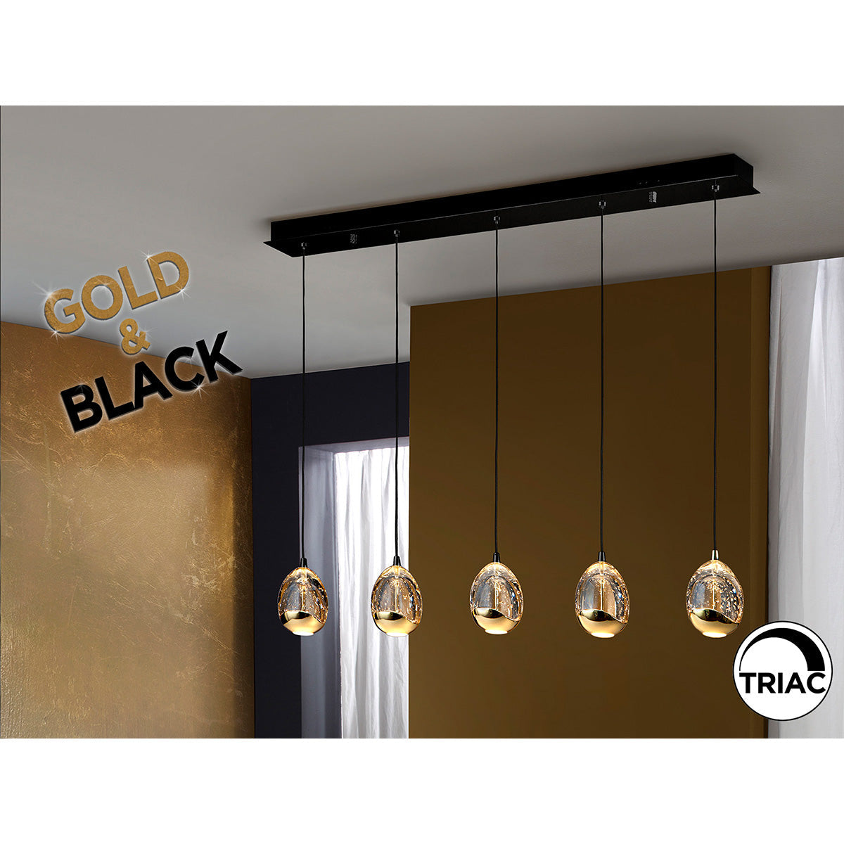 ROCIO - LAMPĂ NEGRU-AURIE 5L