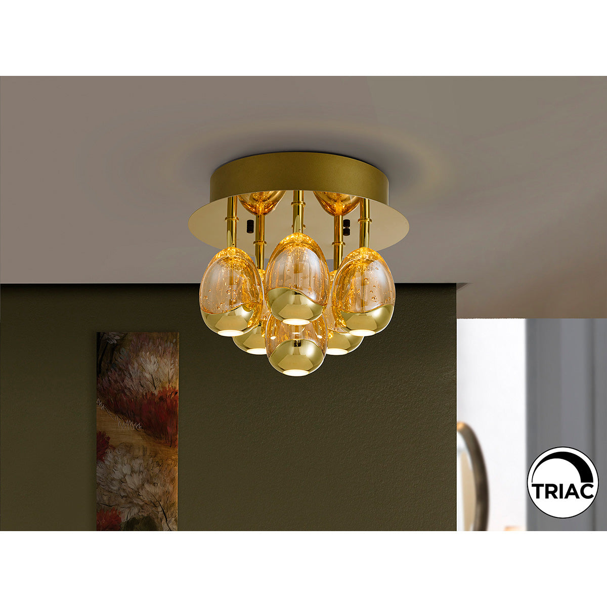 ROCIO - LAMPĂ DE TAVAN 6L AURĂ, CU LUMINĂ REGLABILĂ