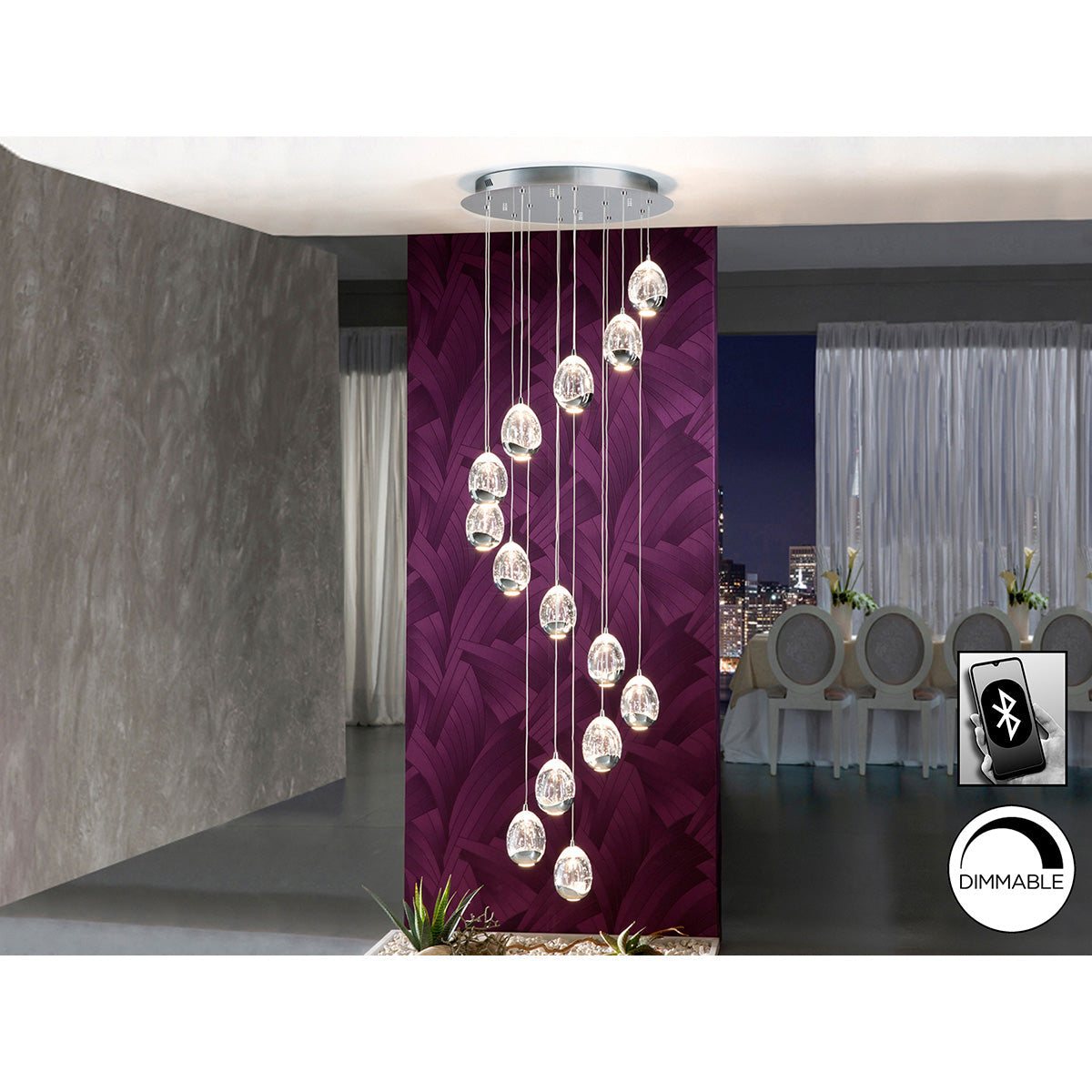 Lampă LED ROCIO, 14L, crom, reglabilă intensitate