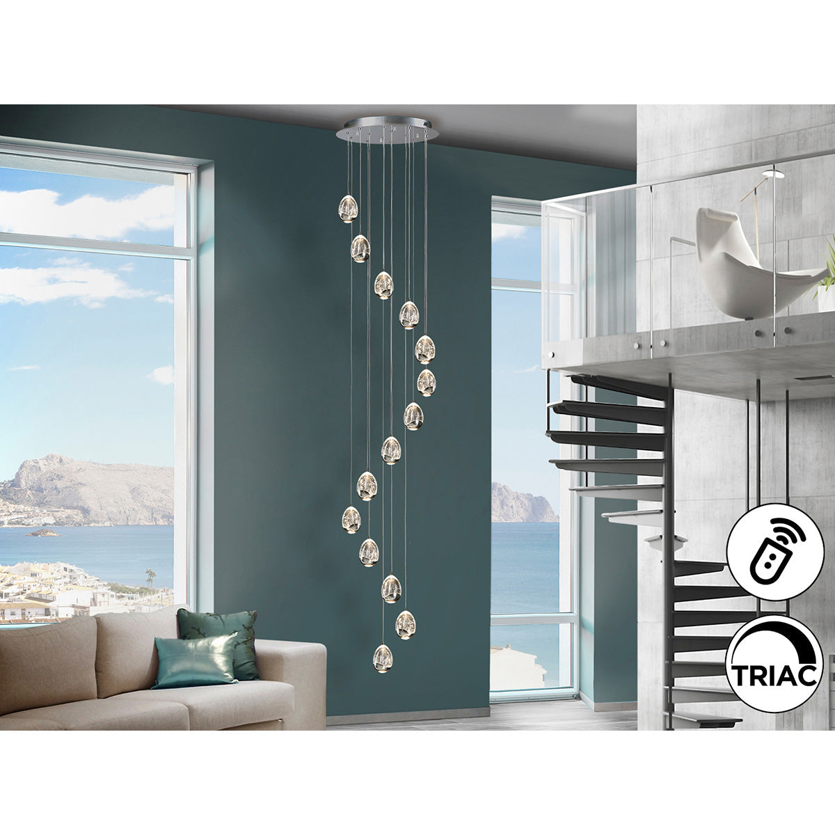 Lampă ROCIO cu 14 LED-uri, 50 cm, crom, dimmer 5