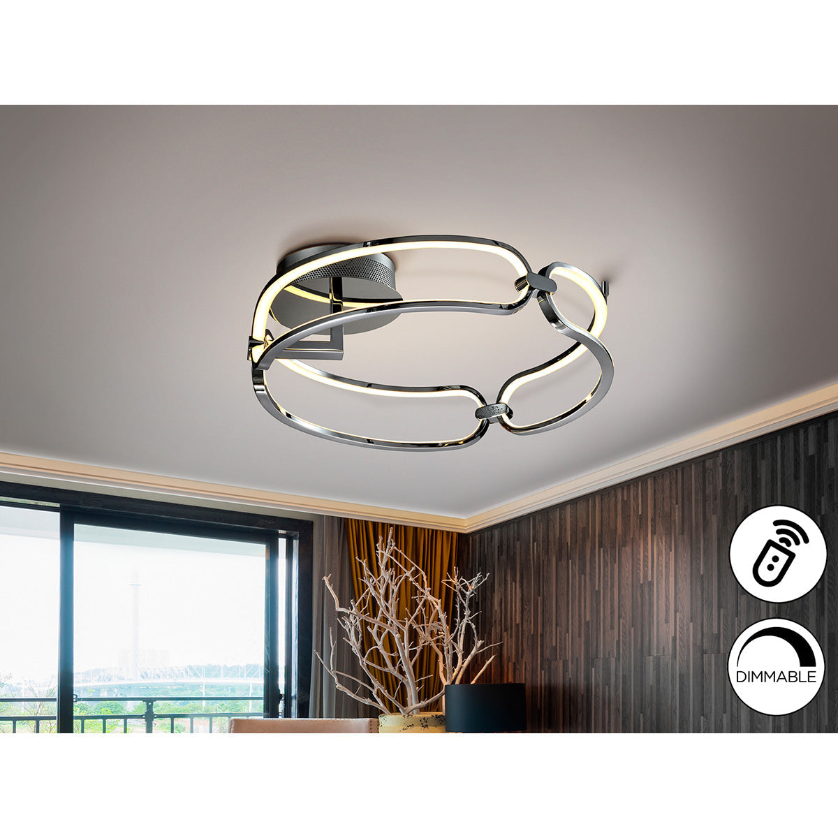 Lampă de tavan LED COLETTE 47 cm crom, D