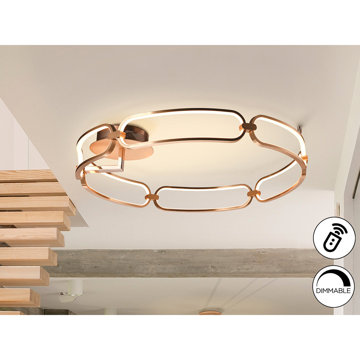 Lampă de tavan LED COLETTE 80 cm, auriu-roz