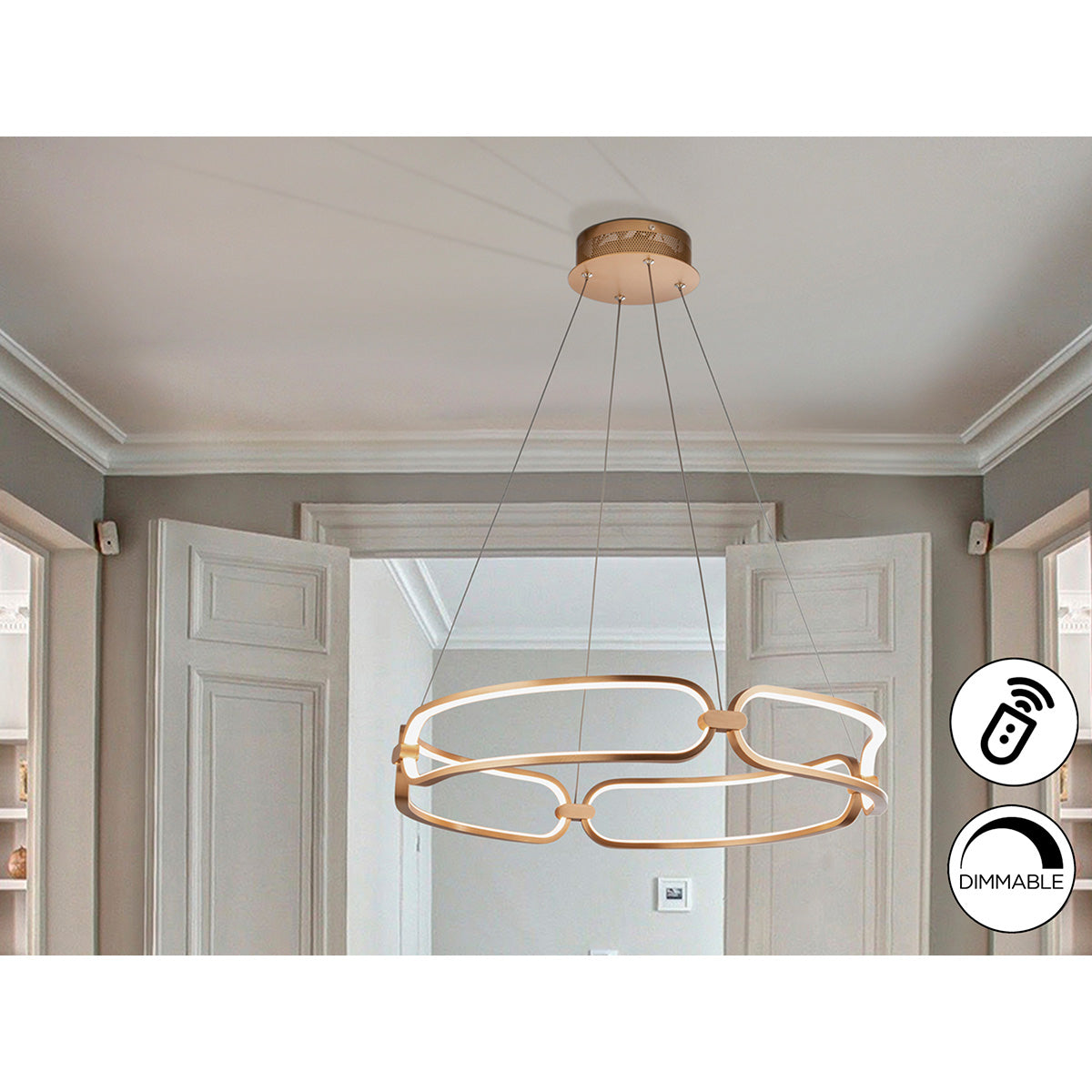 Lampă LED COLETTE 60 cm auriu-roz, reglabilă