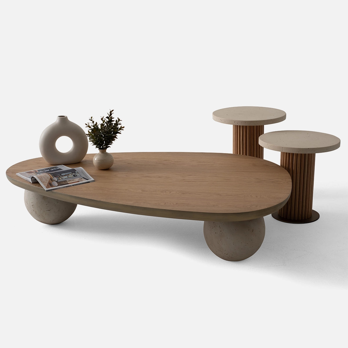 Masuta Cafea si Laterale Melody – Stejar si Travertin