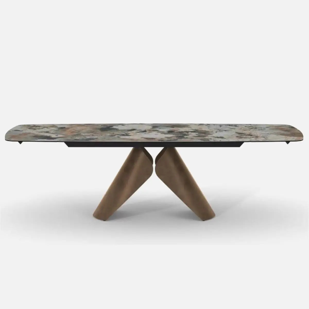 Masa Dining Curbata Extensibila, Ceramica si Sticla Securizata, 180-260x100x76 cm