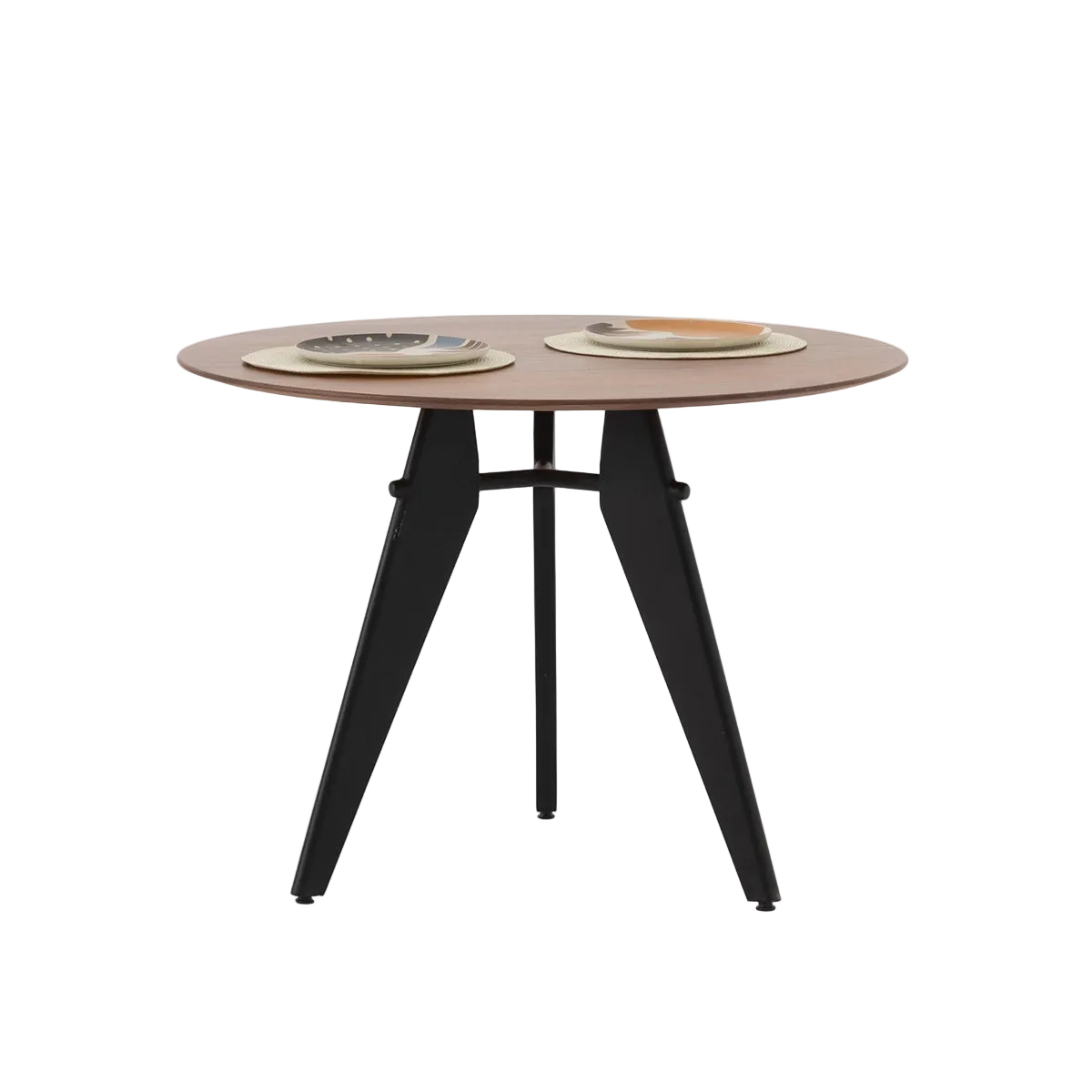 Masa Dining Adada – rotunda nuc cu picioare negre