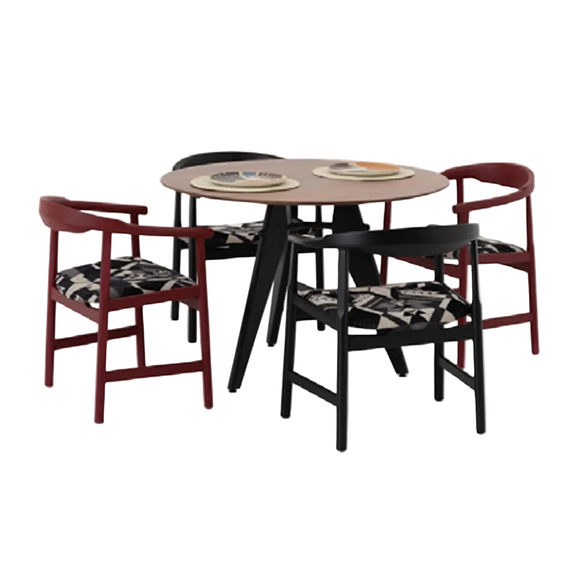 Masa Dining Adada – rotunda nuc cu picioare negre