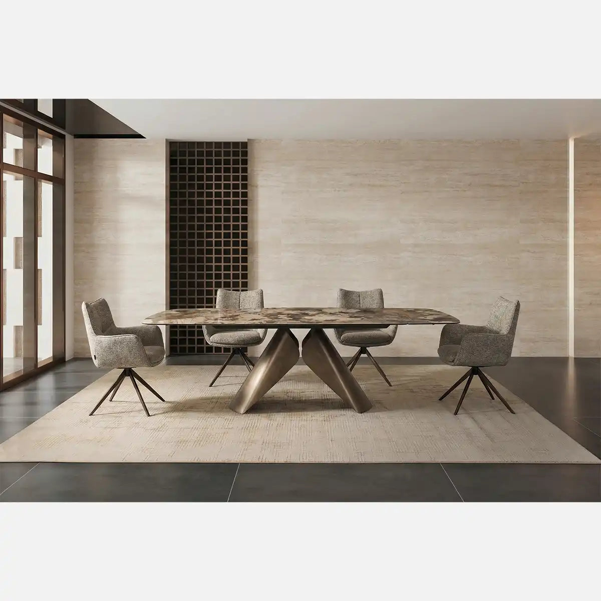 Extendable table curved shape