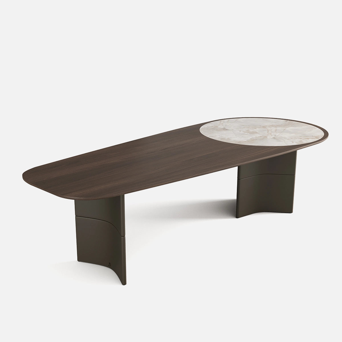 Masa Dining Ark Elegant Blat Ceramic si Furnir Nuc