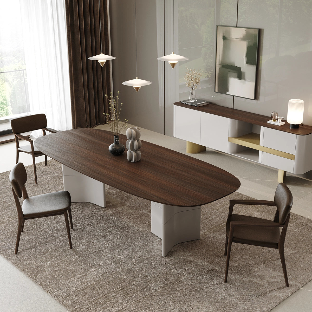 Masa Dining Ark Lemn si Ceramic Design Modern