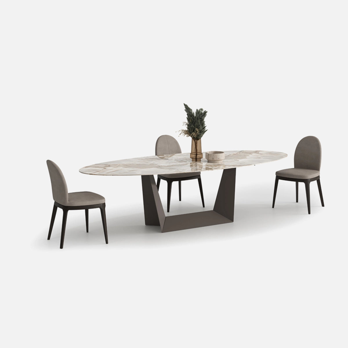 Masa de Dining Avorio – Blat Ceramic si Sticla 12 mm cu Picioare Metalice