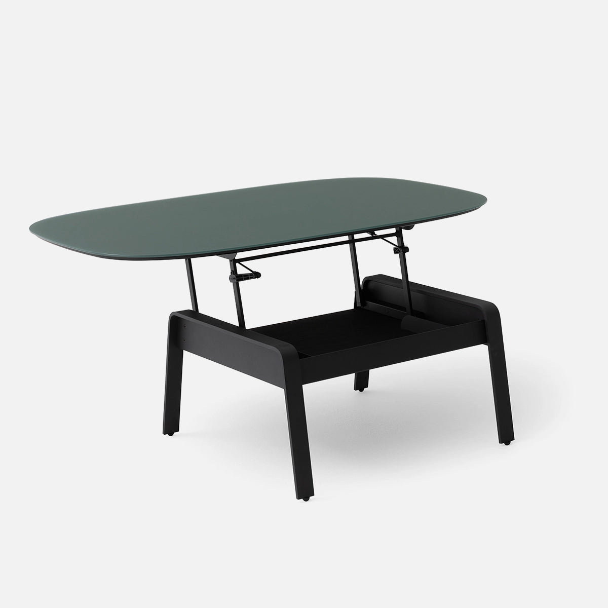 Masuta Cafea Emerald – Blat Sticla VMS Green si Picioare Metalice Negre