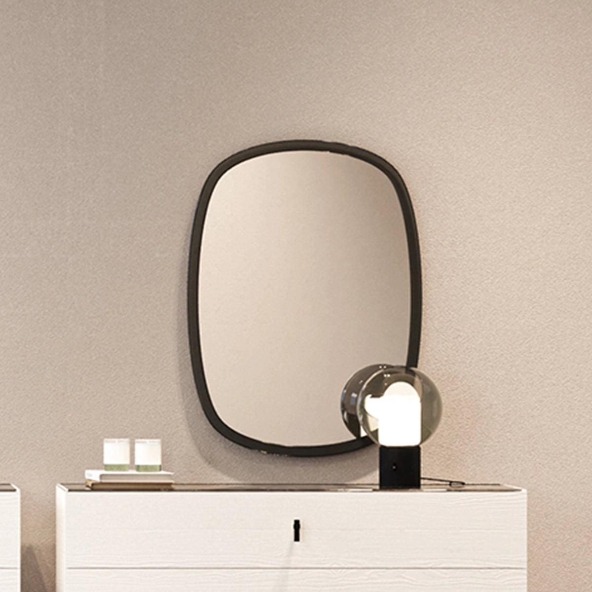 Oglinda Lazio – Rama Negru si Sandstone 64x90 cm